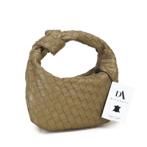 Geanta mica de mana, model impletit, din piele naturala DiAmanti Firenze Verde Army Geanta mica de mana, model impletit, din piele naturala DiAmanti Firenze Verde Army